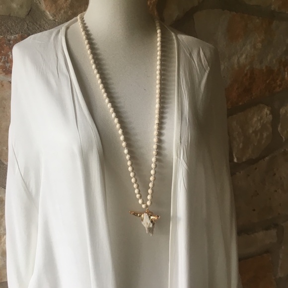 Boho Steer Skull Magnesite Necklace - Picture 4 of 6